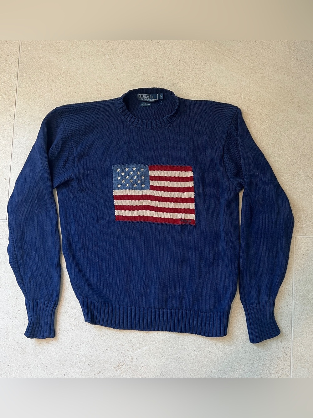 Polo Ralph Lauren Navy Knit American Flag Sweater Men’s Large